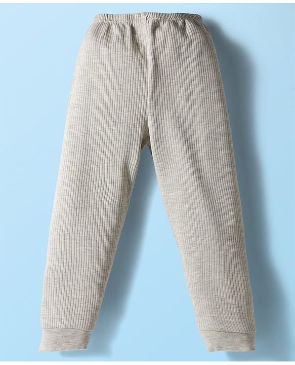 Babyhug Knit Full Sleeves Solid Color Thermal Inner Wear Set - Light Grey