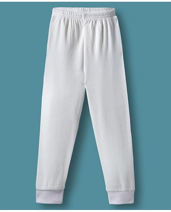 Babyhug Knit Front open Solid Coloured Thermal Set - OffWhite