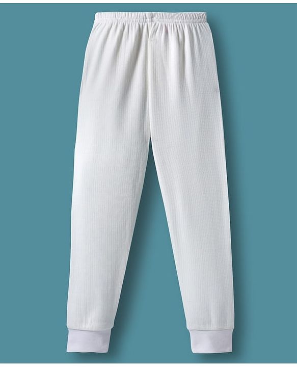 Babyhug Knit Front open Solid Coloured Thermal Set - OffWhite