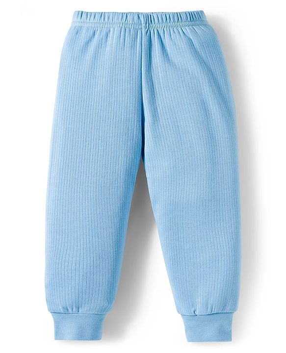 Babyhug Knit Full Sleeves Front Open Solid Thermal Set - Light Blue