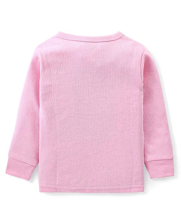 Babyhug Cotton Knit Full Sleeves Solid Color Thermal Vest & Pant Set - Pink