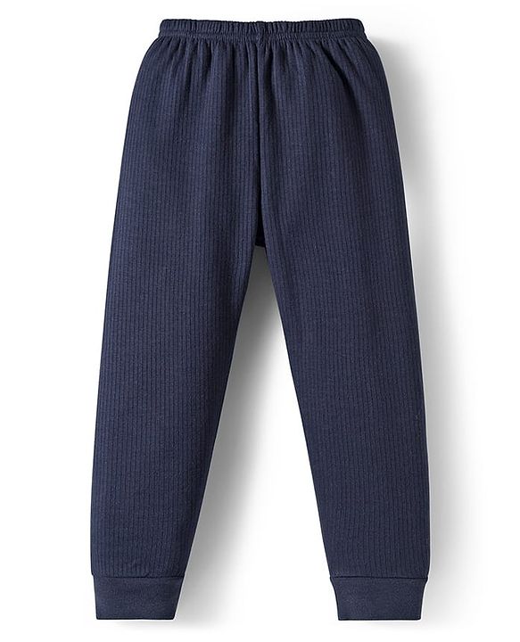 Babyhug Knit Full Sleeves Solid Color Thermal Inner Wear Set - Navy Blue