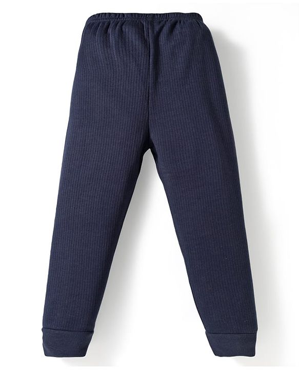 Babyhug Knit Full Sleeves Solid Color Thermal Inner Wear Set - Navy Blue