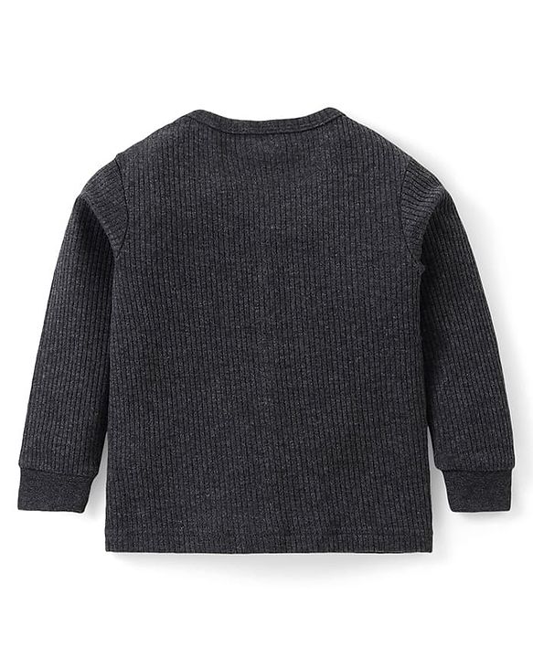 Babyhug Cotton Knit Full Sleeves Thermal Inner Wear Pullover Front Open Pack of 2 - Charcoal Grey