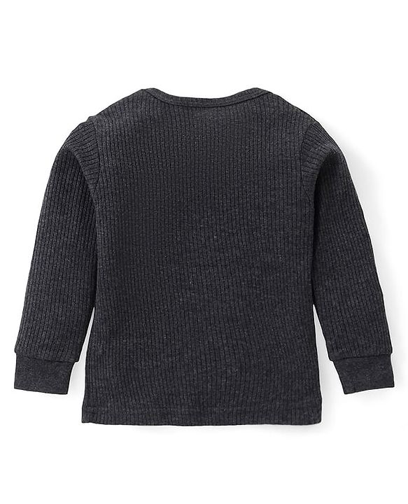 Babyhug Cotton Knit Full Sleeves Thermal Inner Wear Pullover Front Open Pack of 2 - Charcoal Grey