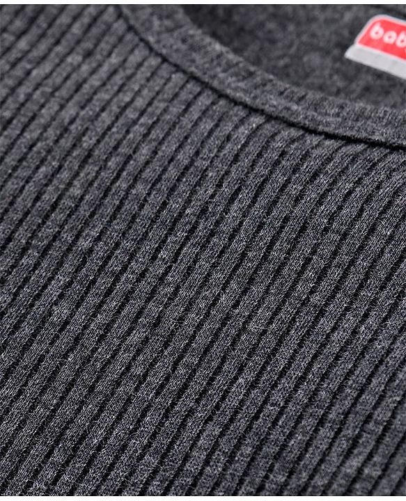 Babyhug Cotton Knit Full Sleeves Thermal Inner Wear Pullover Front Open Pack of 2 - Charcoal Grey