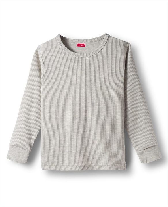 Babyhug Knit Full Sleeves Solid Color Thermal Vests Pack of 2 - Light Grey