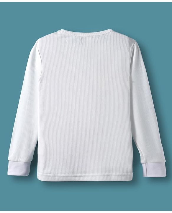 Babyhug Knit Solid Coloured Pullover & Front open Thermal   Vests Pack Of 2 - Offwhite