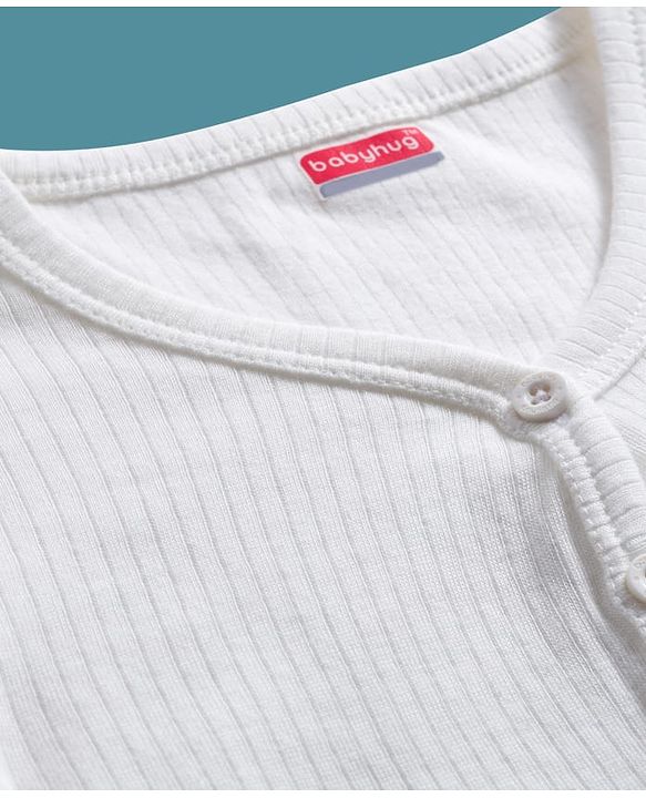 Babyhug Knit Solid Coloured Pullover & Front open Thermal   Vests Pack Of 2 - Offwhite