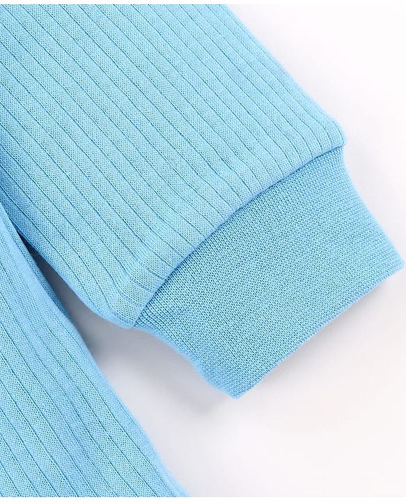 Babyhug Cotton Knit Full Sleeves Pullover & Front Open Solid Thermal Vests Pack of 2 - Light Blue