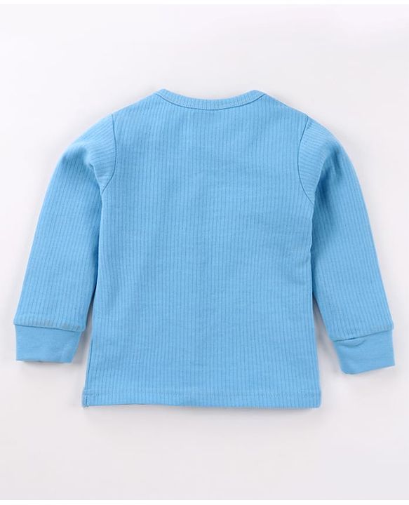 Babyhug Cotton Knit Full Sleeves Pullover & Front Open Solid Thermal Vests Pack of 2 - Light Blue