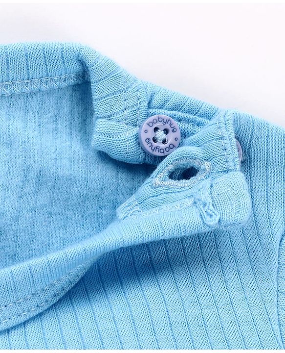 Babyhug Cotton Knit Full Sleeves Pullover & Front Open Solid Thermal Vests Pack of 2 - Light Blue