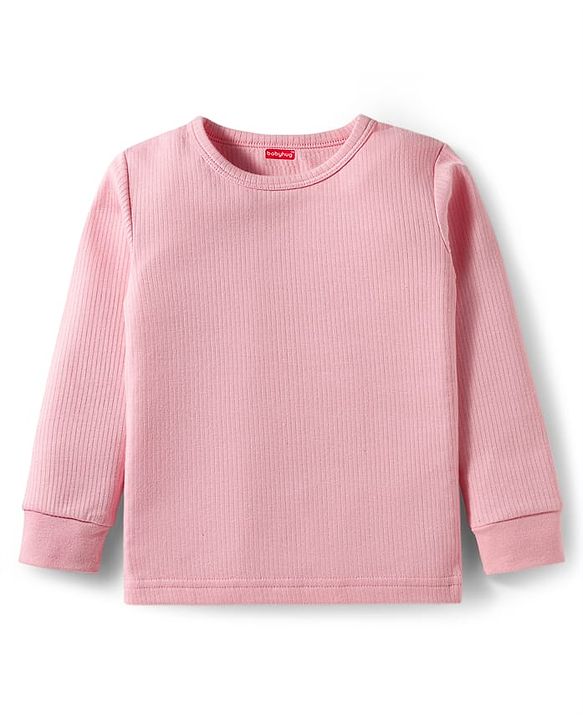 Babyhug Cotton Knit Full Sleeves Thermal Inner Wear Pullover Front Open Pack of 2 - Pink