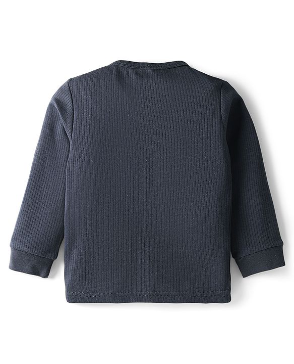 Babyhug Cotton Knit Full Sleeves Solid Colour Thermal Inner Wear Pack Of 2 - Navy Blue