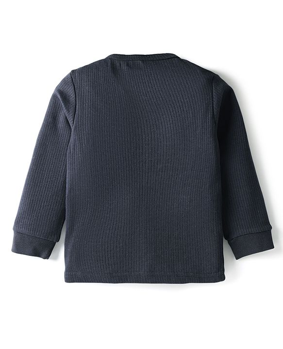Babyhug Cotton Knit Full Sleeves Solid Colour Thermal Inner Wear Pack Of 2 - Navy Blue