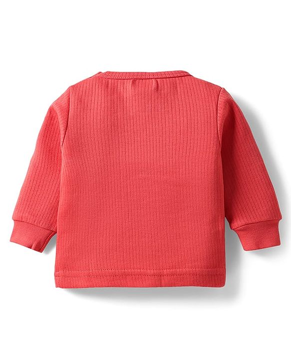 Babyhug Knit Full Sleeves Solid Pullover & Front Open Thermal Vest Pack of 2 - Coral