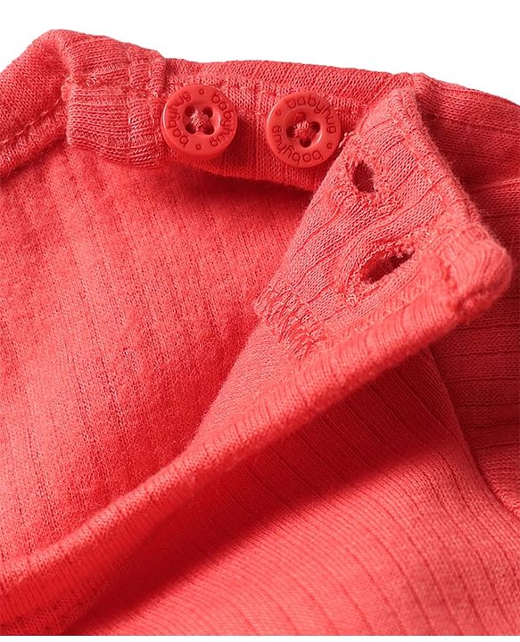 Babyhug Knit Full Sleeves Solid Pullover & Front Open Thermal Vest Pack of 2 - Coral