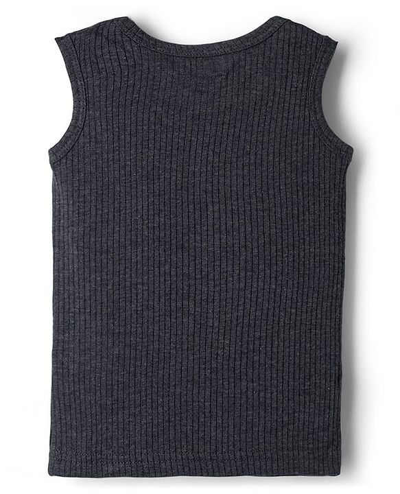 Babyhug Knit Full Sleeves Solid Thermal Set With Vest - Charcoal Grey