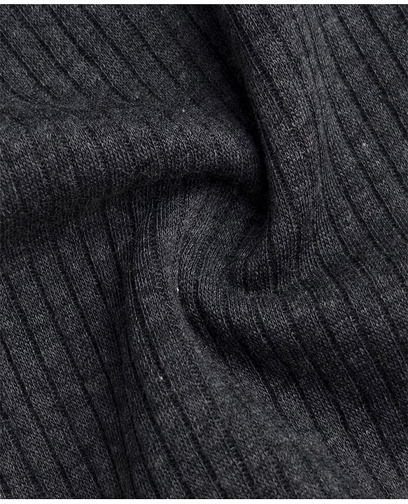 Babyhug Knit Full Sleeves Solid Thermal Set With Vest - Charcoal Grey