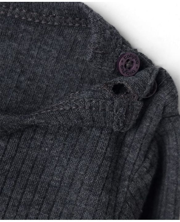 Babyhug Knit Full Sleeves Solid Thermal Set With Vest - Charcoal Grey