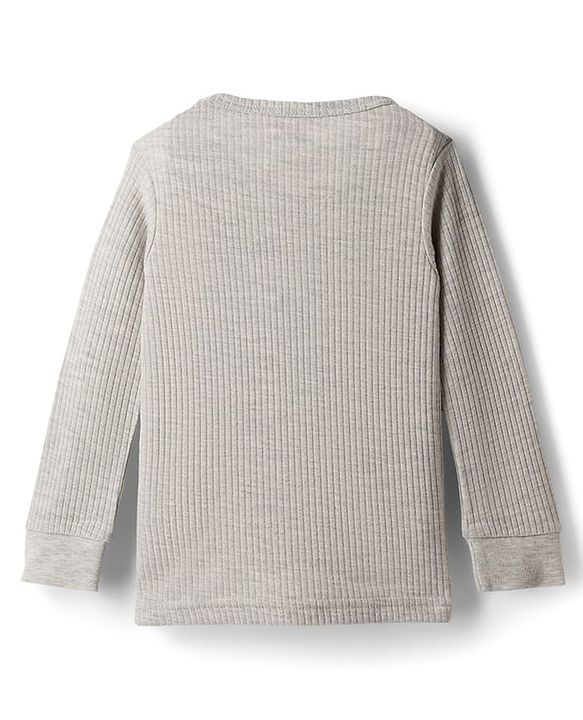 Babyhug Knit Full Sleeves Solid Color Pullover & Sleeveless Thermal Vest & Pant Set - Light Grey