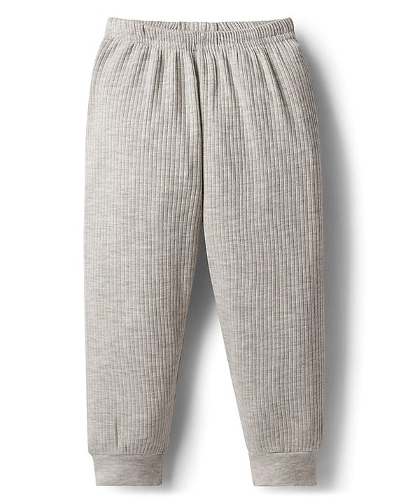 Babyhug Knit Full Sleeves Solid Color Pullover & Sleeveless Thermal Vest & Pant Set - Light Grey