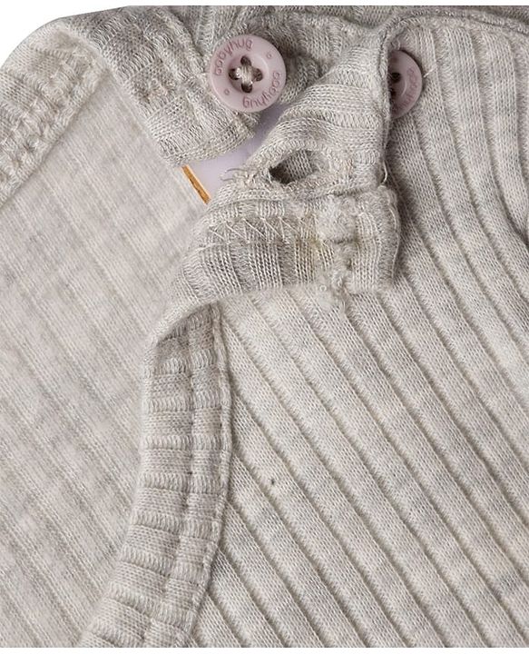 Babyhug Knit Full Sleeves Solid Color Pullover & Sleeveless Thermal Vest & Pant Set - Light Grey