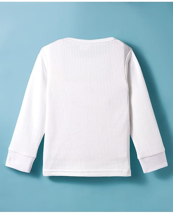 Babyhug Knit Full Sleeves Solid Color Pullover & Sleeveless Thermal Vests & Pant Set - Offwhite