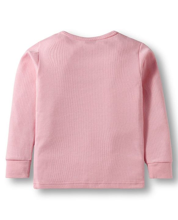 Babyhug Cotton Knit Full Sleeves Solid Thermal Vest & Pant Set - Pink