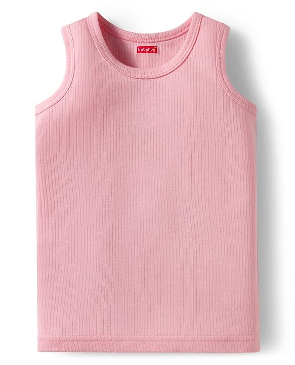 Babyhug Cotton Knit Full Sleeves Solid Thermal Vest & Pant Set - Pink