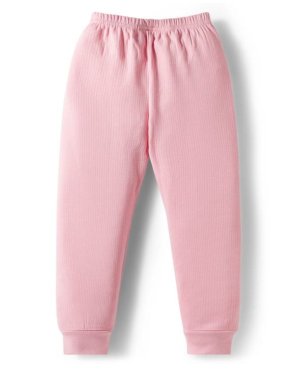 Babyhug Cotton Knit Full Sleeves Solid Thermal Vest & Pant Set - Pink