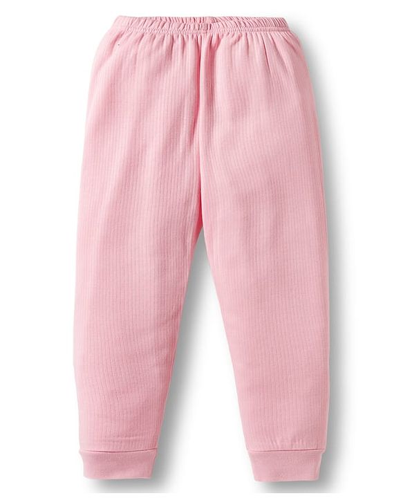 Babyhug Cotton Knit Full Sleeves Solid Thermal Vest & Pant Set - Pink