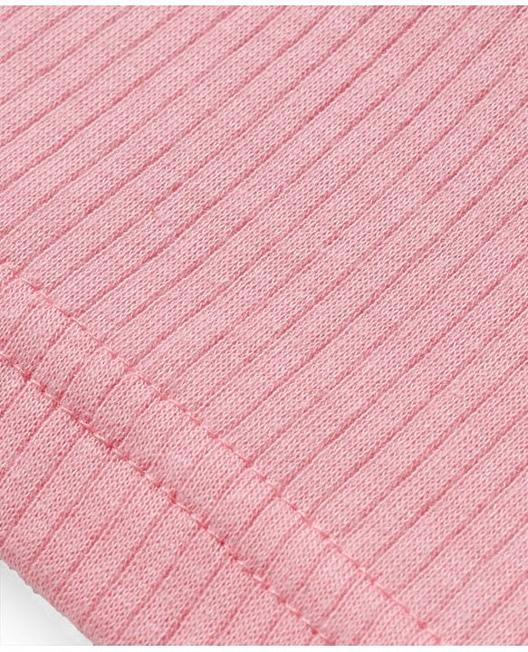 Babyhug Cotton Knit Full Sleeves Solid Thermal Vest & Pant Set - Pink