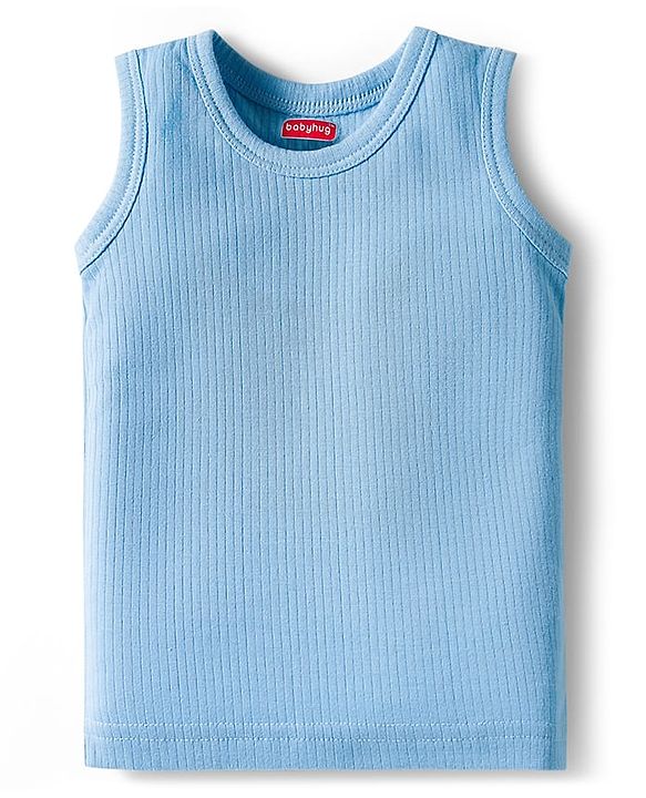 Babyhug Knit Full Sleeves Solid Pullover Thermal Set - Light Blue