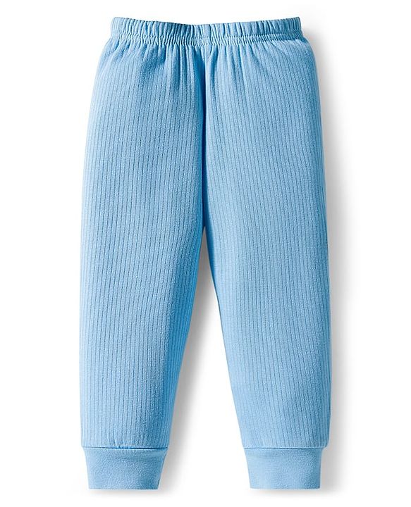 Babyhug Knit Full Sleeves Solid Pullover Thermal Set - Light Blue