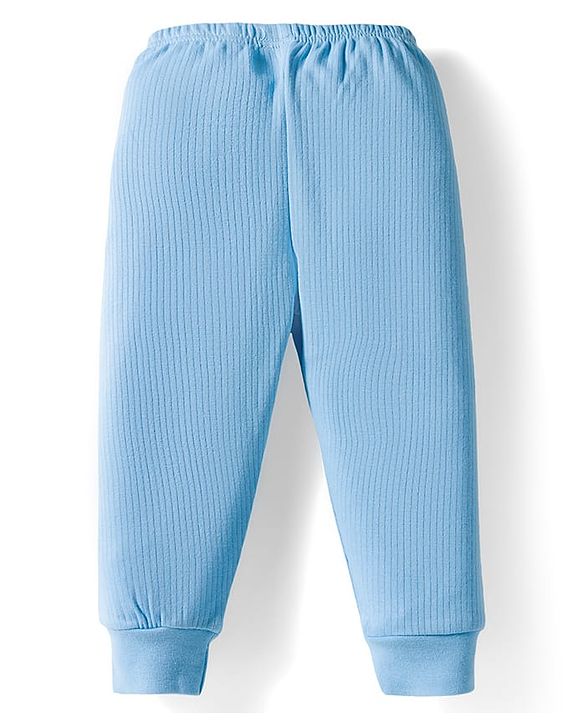 Babyhug Knit Full Sleeves Solid Pullover Thermal Set - Light Blue