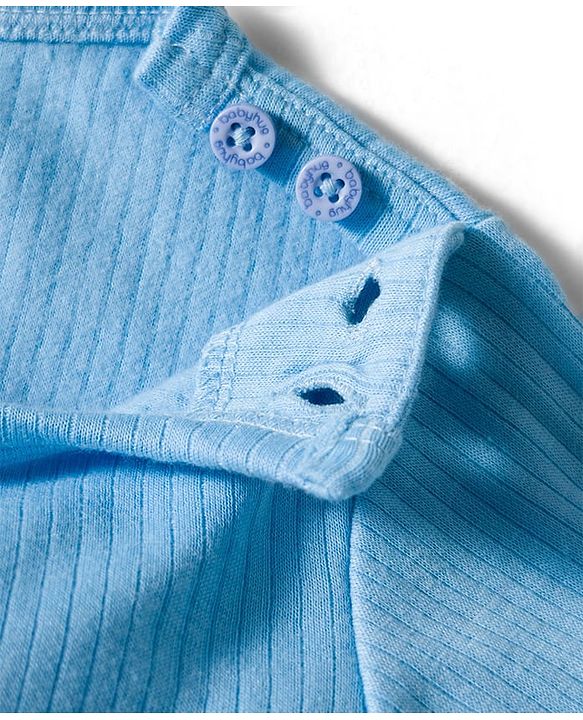 Babyhug Knit Full Sleeves Solid Pullover Thermal Set - Light Blue