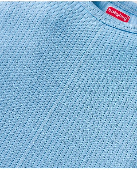 Babyhug Knit Full Sleeves Solid Pullover Thermal Set - Light Blue