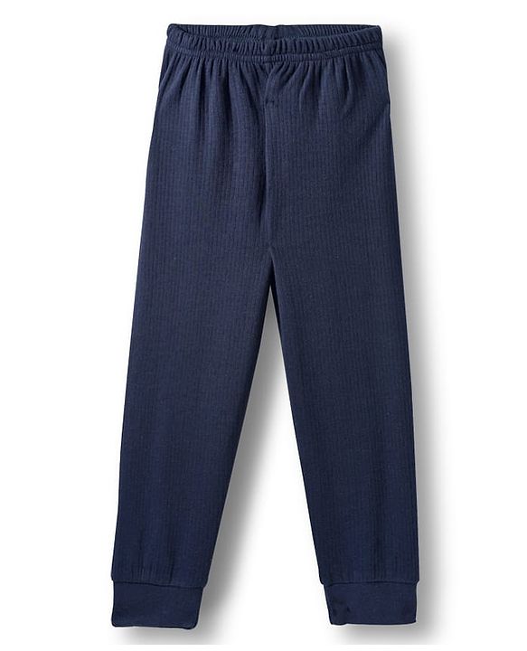 Babyhug Knit Solid Color Full Sleeves Pullover & Sleeveless Thermal Vest & Pant Set - Navy Blue