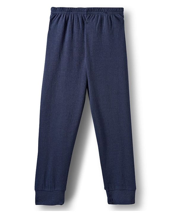 Babyhug Knit Solid Color Full Sleeves Pullover & Sleeveless Thermal Vest & Pant Set - Navy Blue