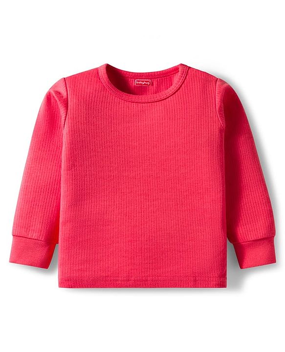 Babyhug Knit Full Sleeves Solid Pullover Thermal Set - Red
