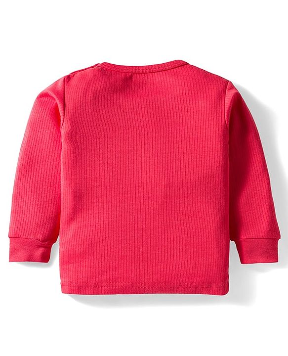 Babyhug Knit Full Sleeves Solid Pullover Thermal Set - Red