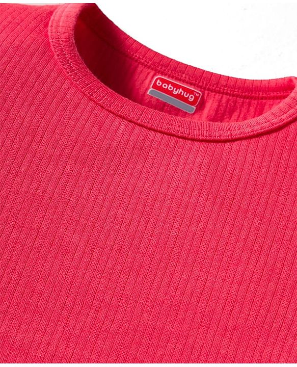 Babyhug Knit Full Sleeves Solid Pullover Thermal Set - Red