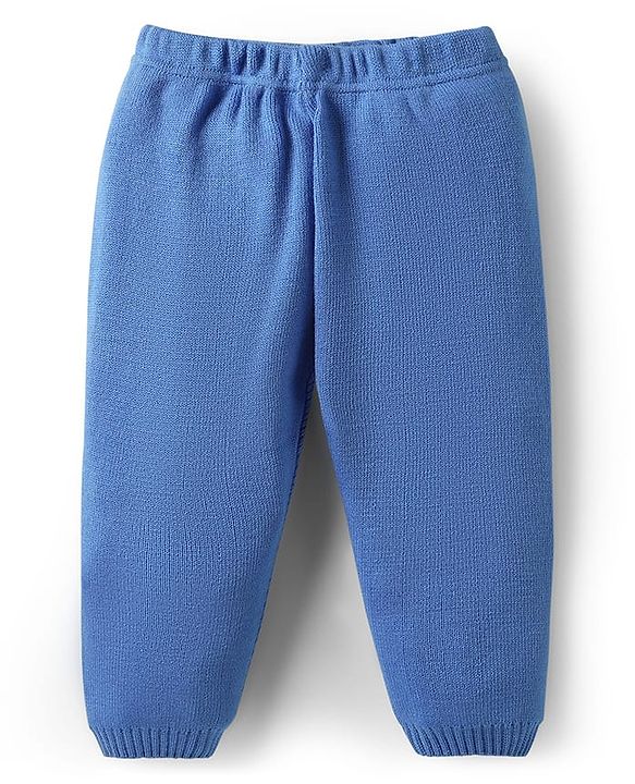 Babyhug Knit Full Sleeves Color Block Pullover Sweater Set - Blue