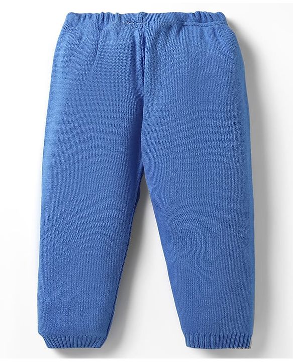 Babyhug Knit Full Sleeves Color Block Pullover Sweater Set - Blue