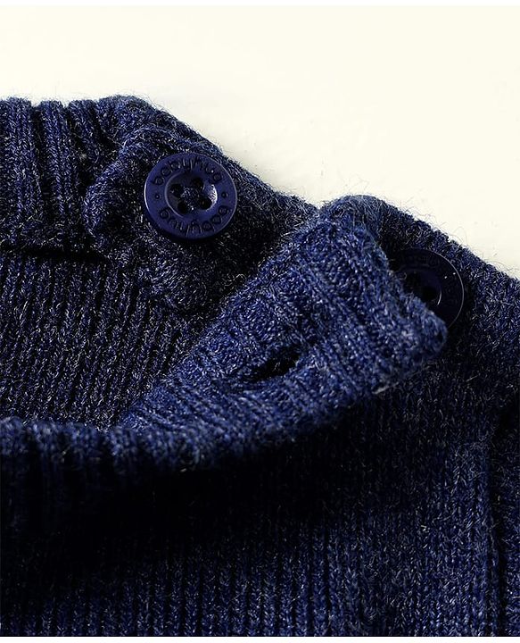 Babyhug Knit Full Sleeves Color Block Pullover Sweater Set - Blue