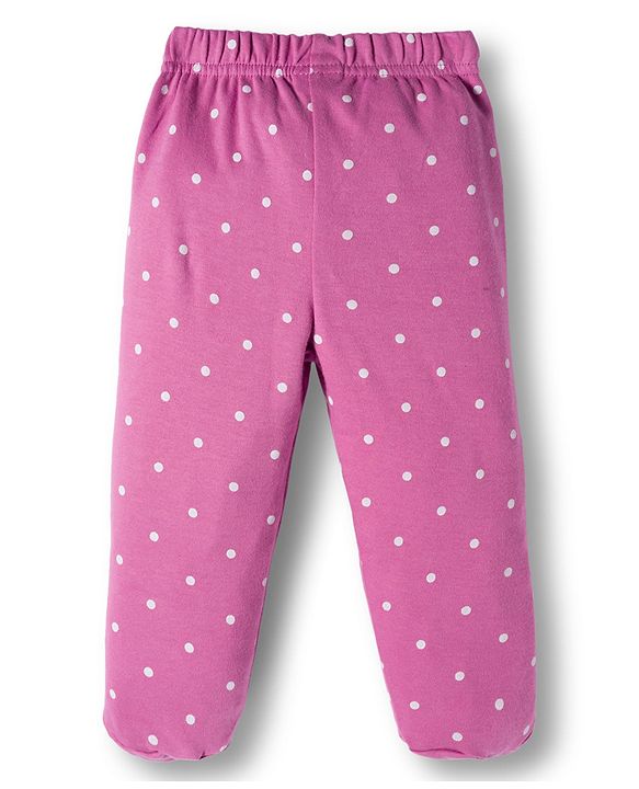 Babyhug Cotton Knit Full Length Bootie Leggings With Polka Dot & Floral Print Pack Of 3 - White Pink & Yellow