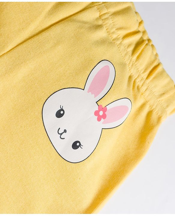 Babyhug Cotton Knit Full Length Bootie Leggings With Polka Dot & Floral Print Pack Of 3 - White Pink & Yellow