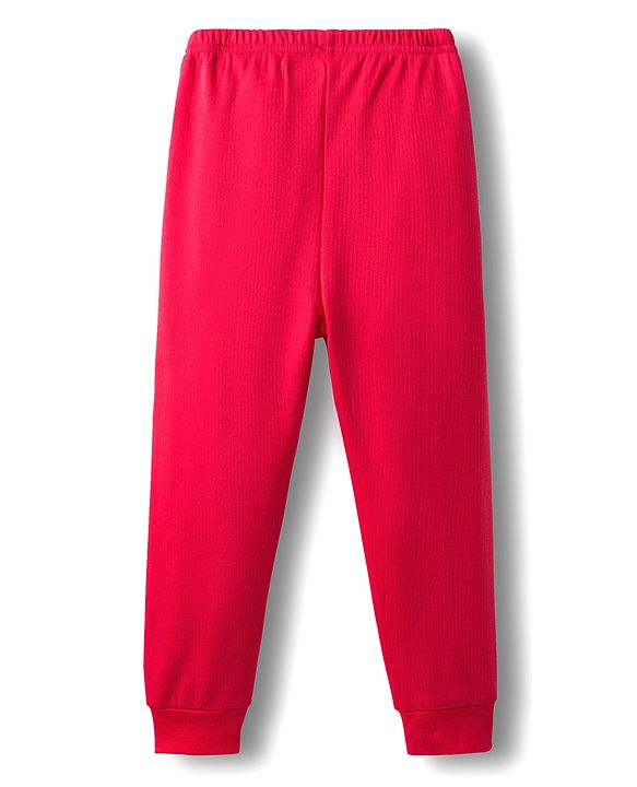 Babyhug Knit Full Length Solid Color Thermal Inner Wear Legging Pack of 2 - Navy Blue & Red
