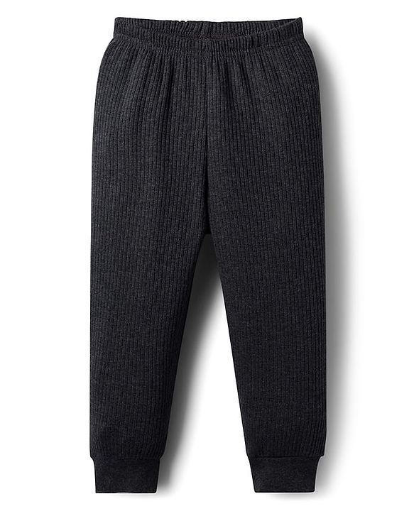 Babyhug Knit Full Length Solid Color Thermal Inner Wear Legging Pack of 2 - Charcoal Grey & Light Grey